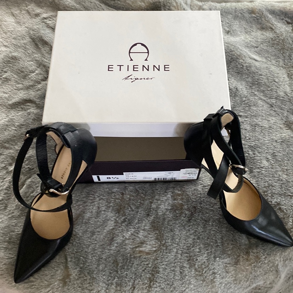 Etienne Aigner  Black Leather brand new size 8 1/2 from Neiman Marcus